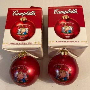 Campbell's Collector's Edition Red Christmas Ornaments 2001